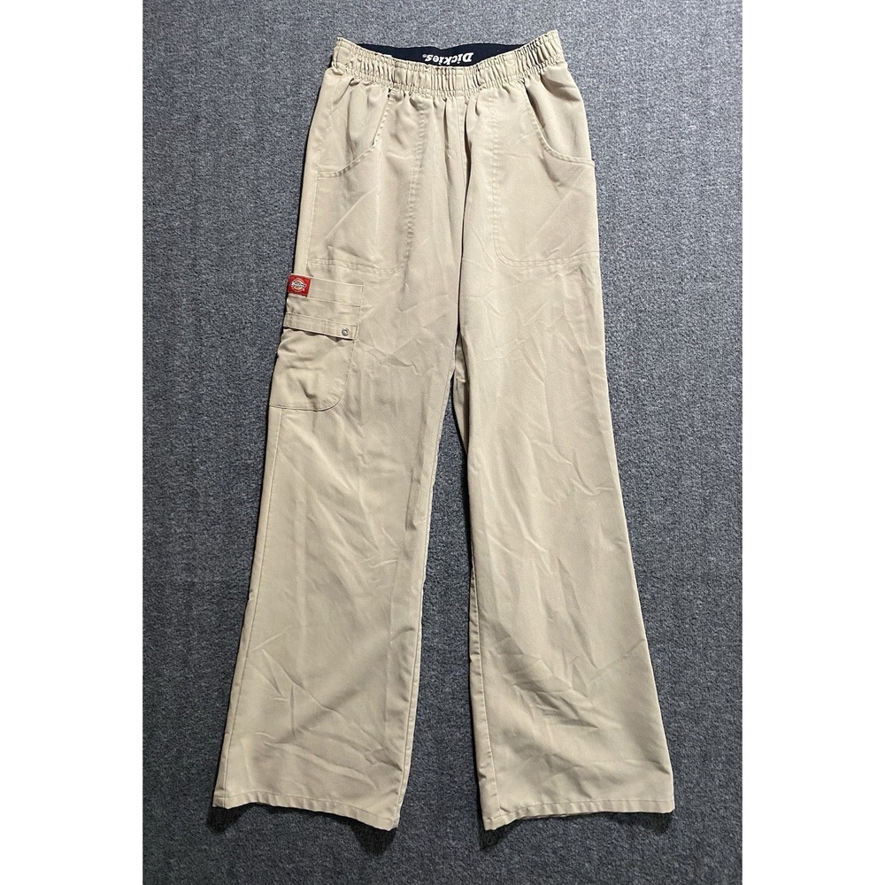Dickies Womens Scrub Bottom Medical Uniform Khaki Cargo Pants Beige Waist 24